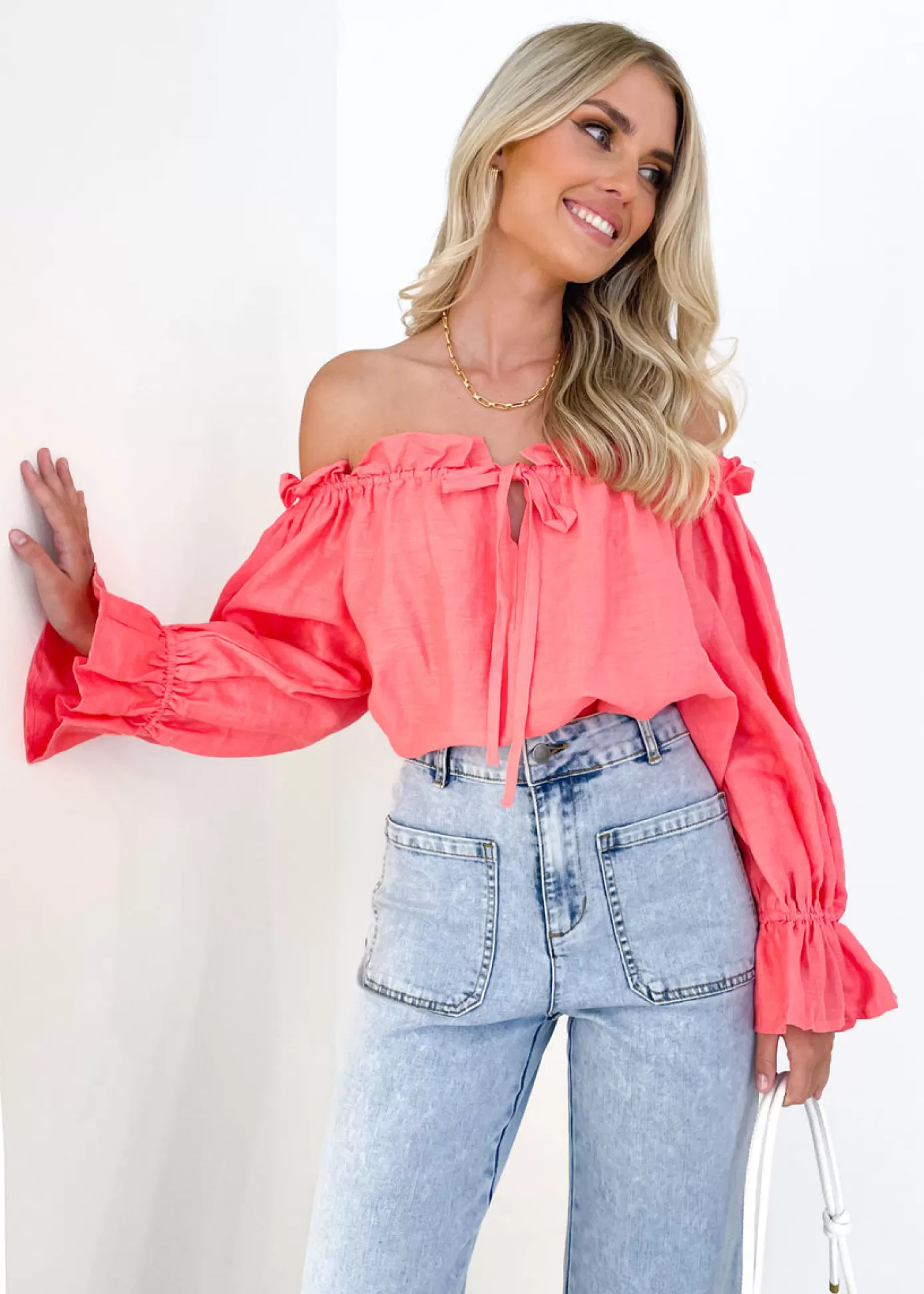 Cheap Adah Off Shoulder Linen Blouse Women Blouses