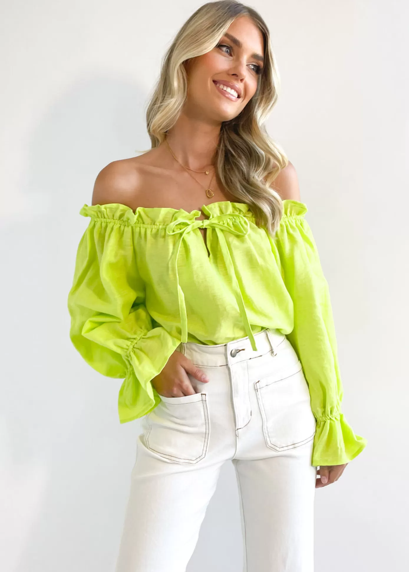 Shop Adah Off Shoulder Linen Blouse Women Blouses