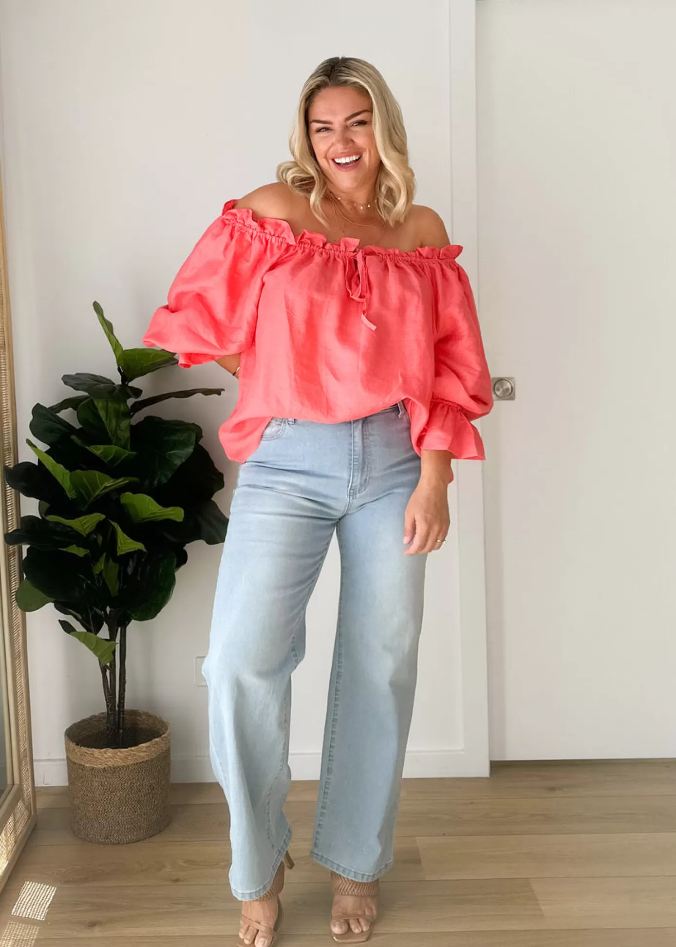 Cheap Adah Off Shoulder Linen Blouse Women Blouses