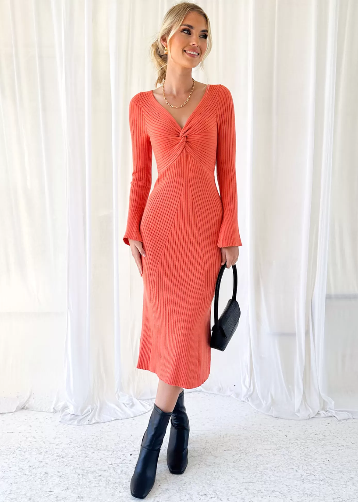 Cheap Kyiah Knit Midi Dress Women Knit Dresses