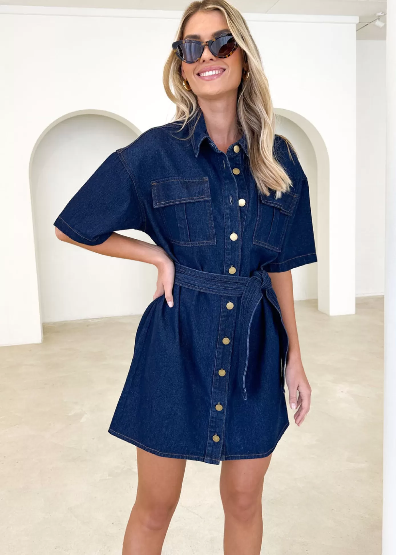 Clearance Lamea Denim Dress Women Short