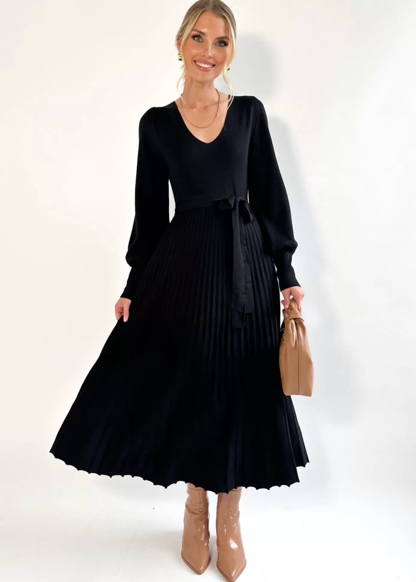 Fashion Lorrisa Knit Midi Dress Women Knit Dresses