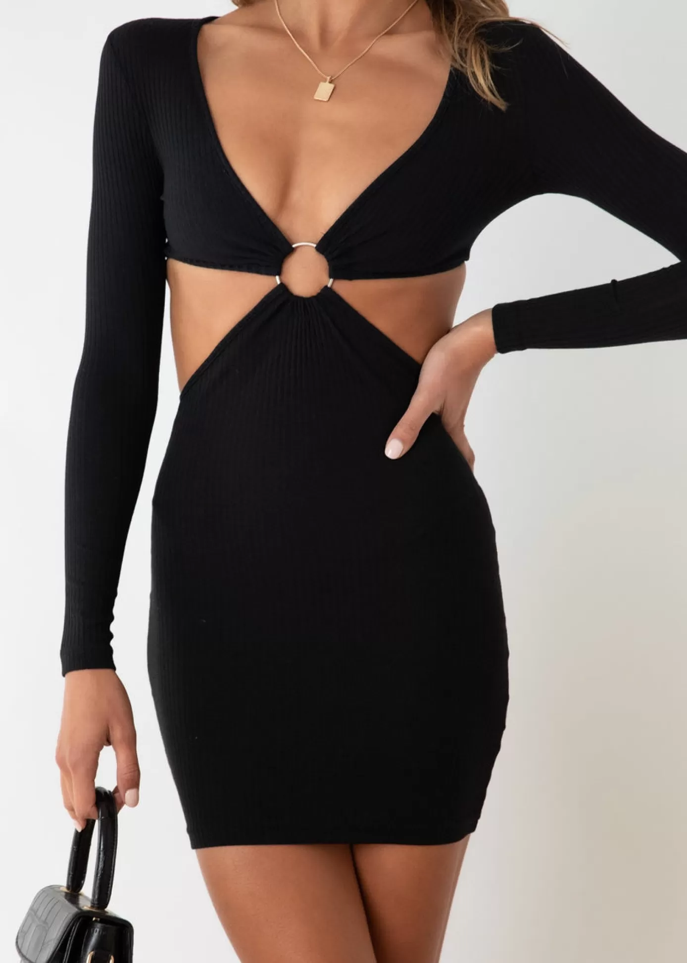 Cheap Love Buzz Cut Out Knit Dress Women Knit Dresses