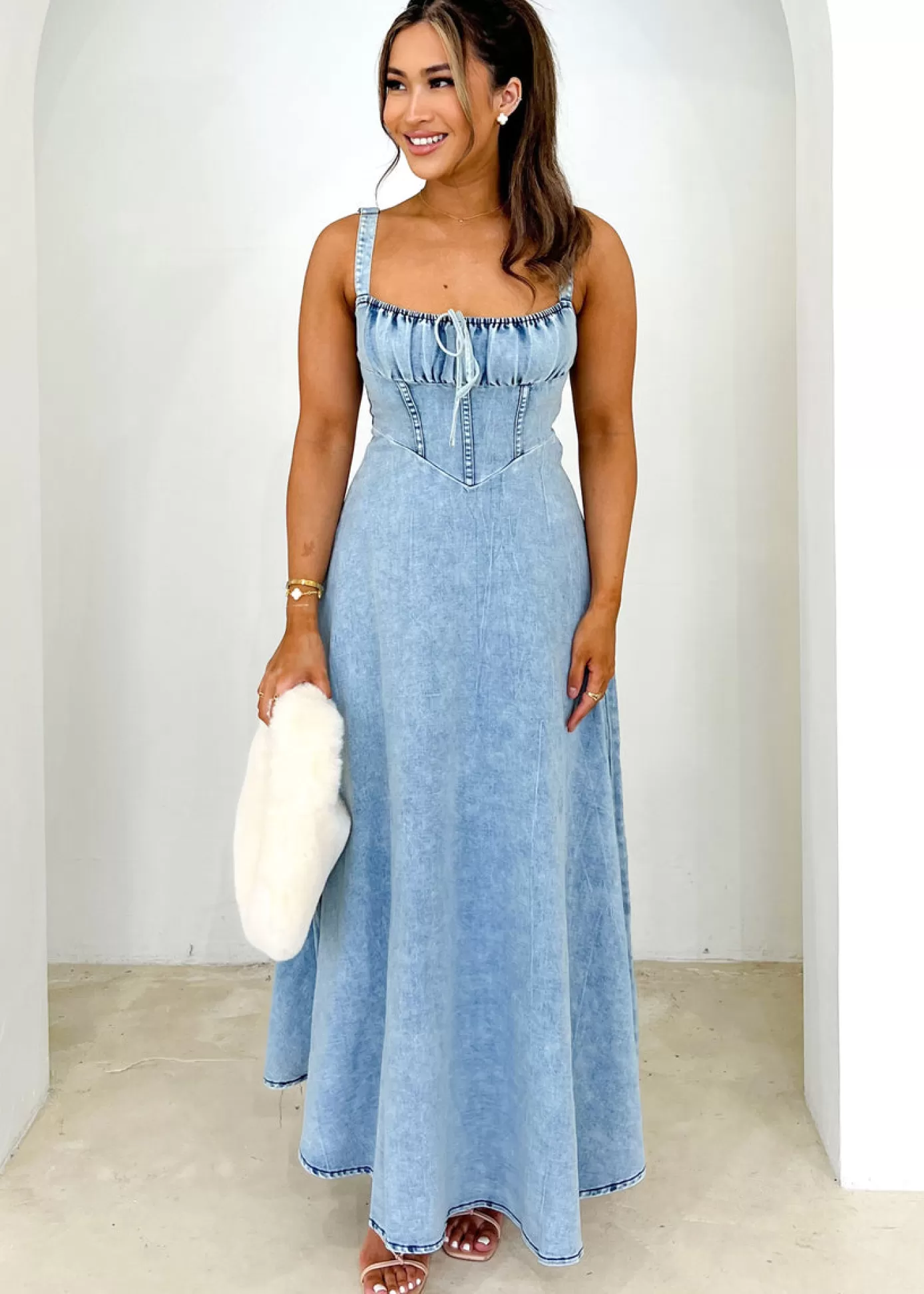 Store Lynda Stretch Denim Midi Dress Women Midi