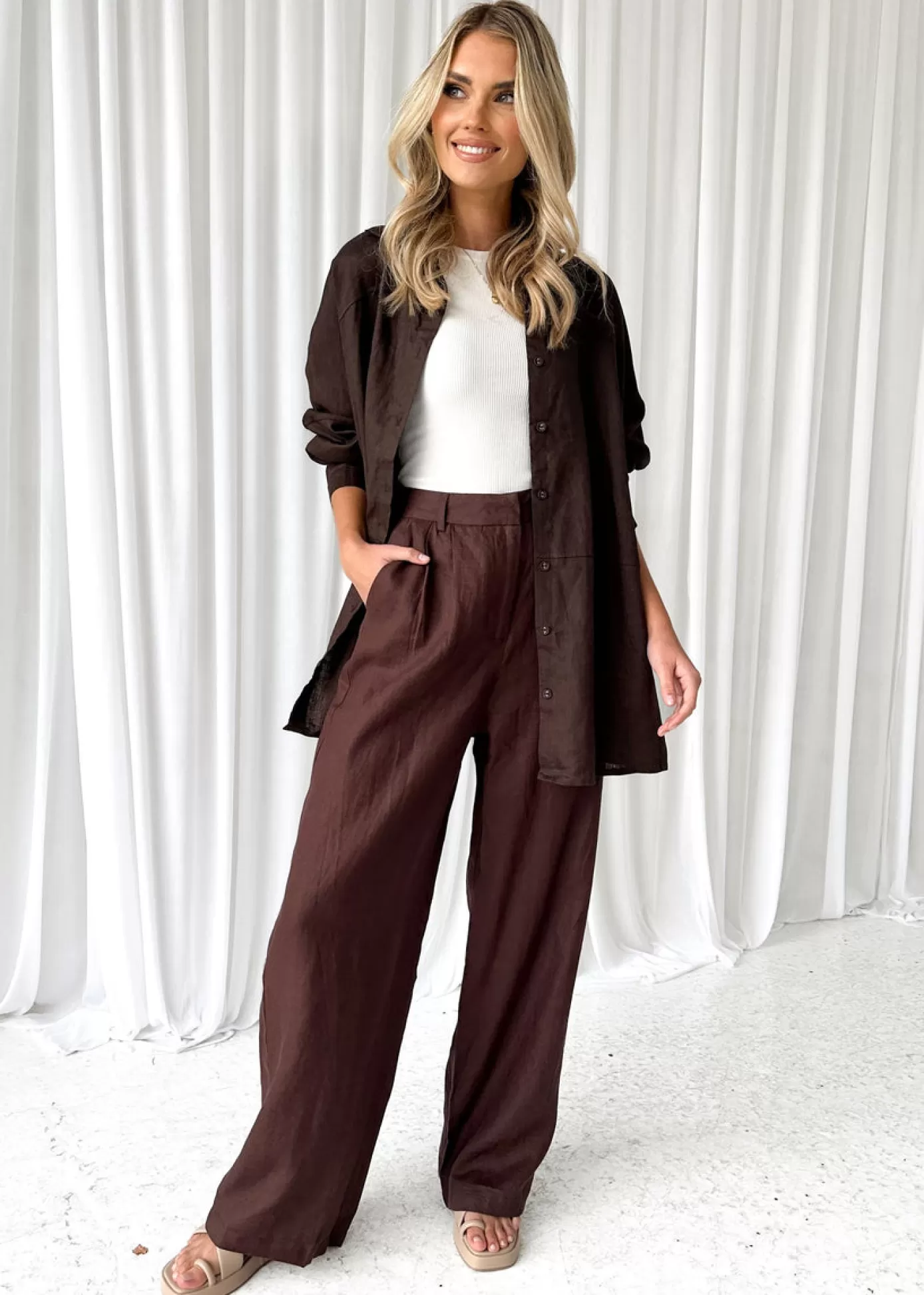 Fashion Meivi Linen Pants Women Sets