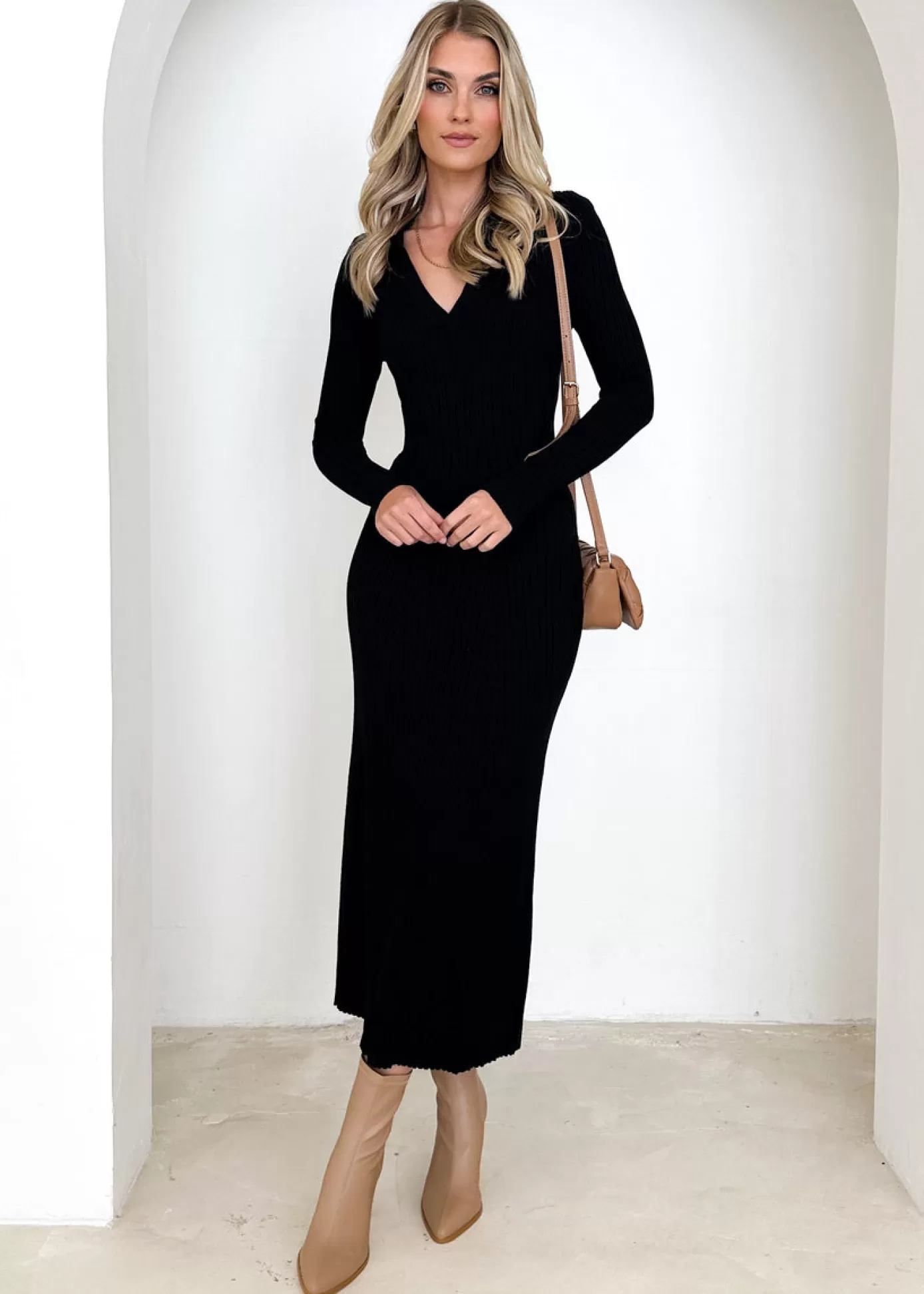 Discount Nathaley Knit Midi Dress Women Knit Dresses