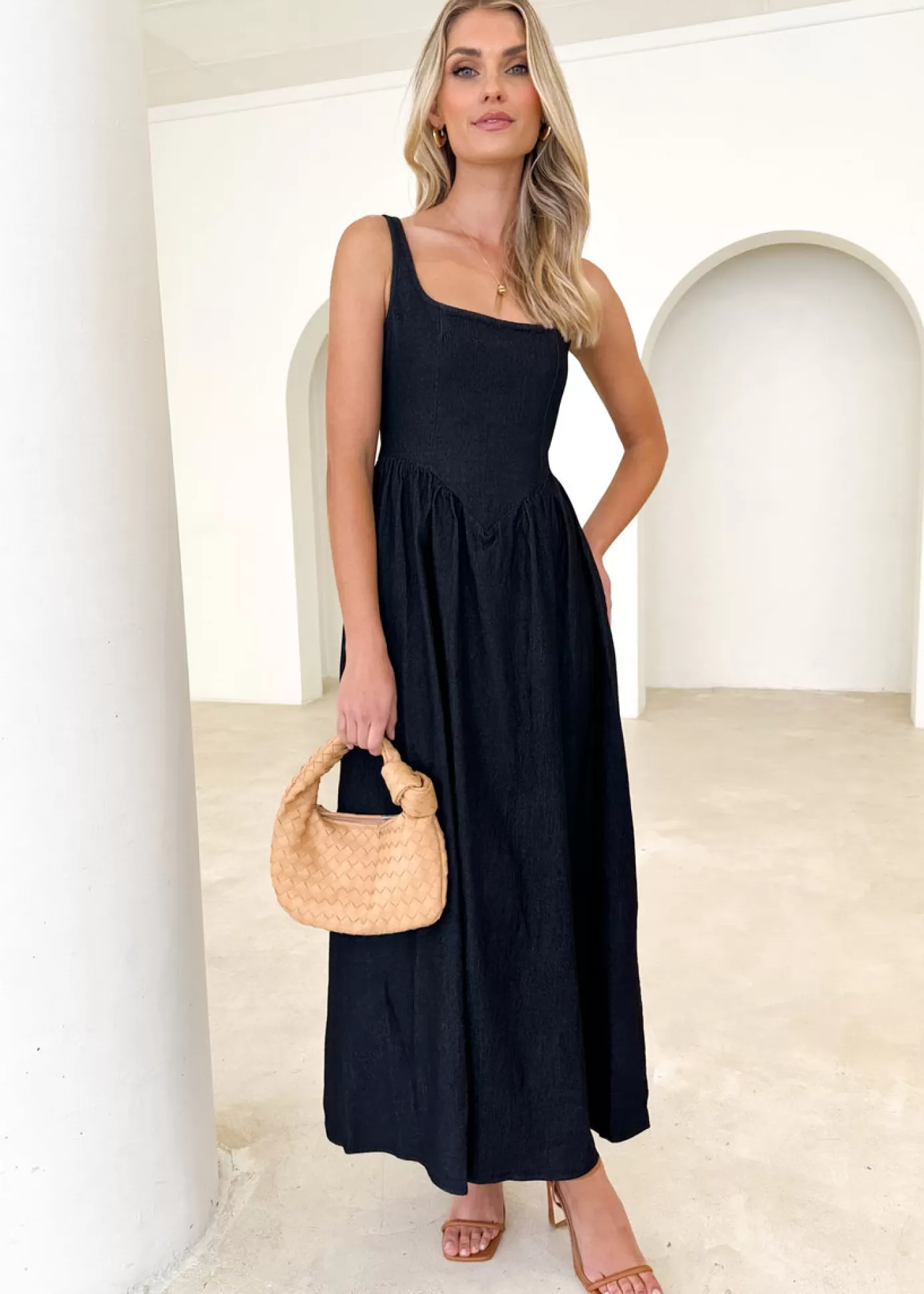 Cheap Thalassa Stretch Denim Maxi Dress Women Maxi