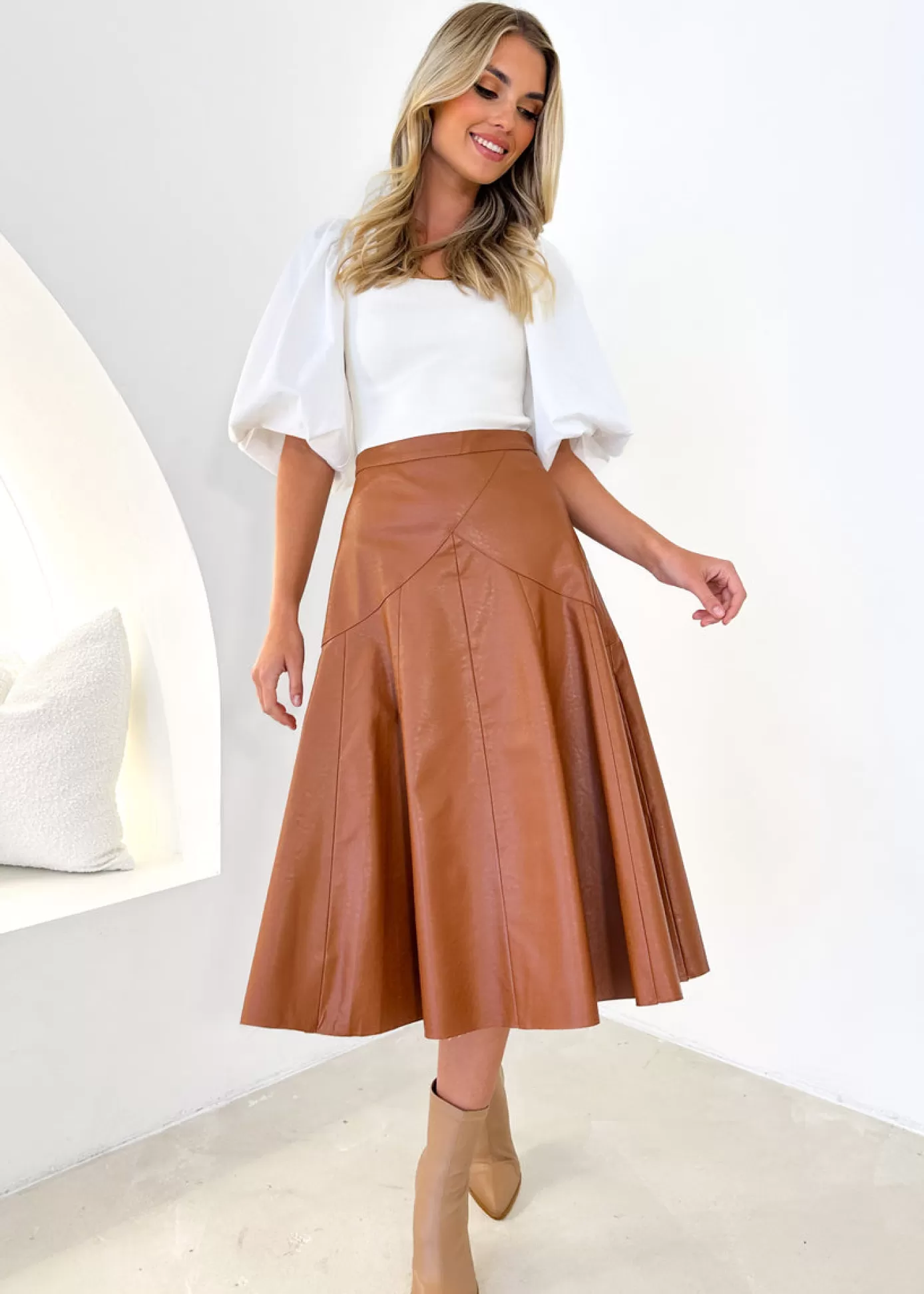 Fashion Zelda Pu Midi Skirt Women Skirts