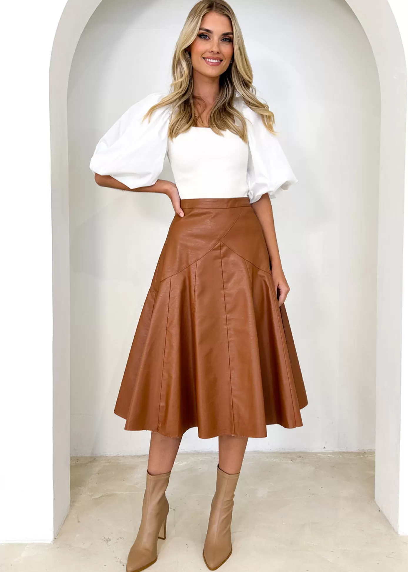 Fashion Zelda Pu Midi Skirt Women Skirts